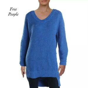 Free People Blue Textured Oversized Sweater Sz XS